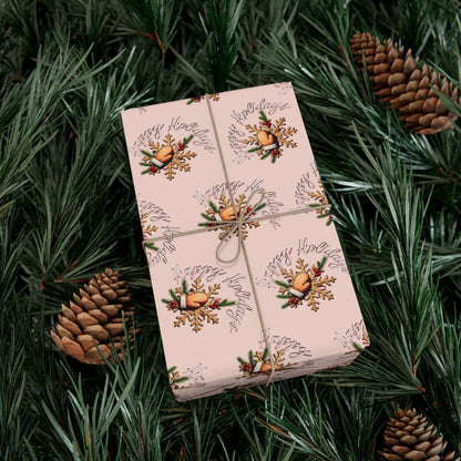 Gift Wrap Paper — Pink Vintage Floral Wreath Pattern (Holiday & Birthday Wrapping)