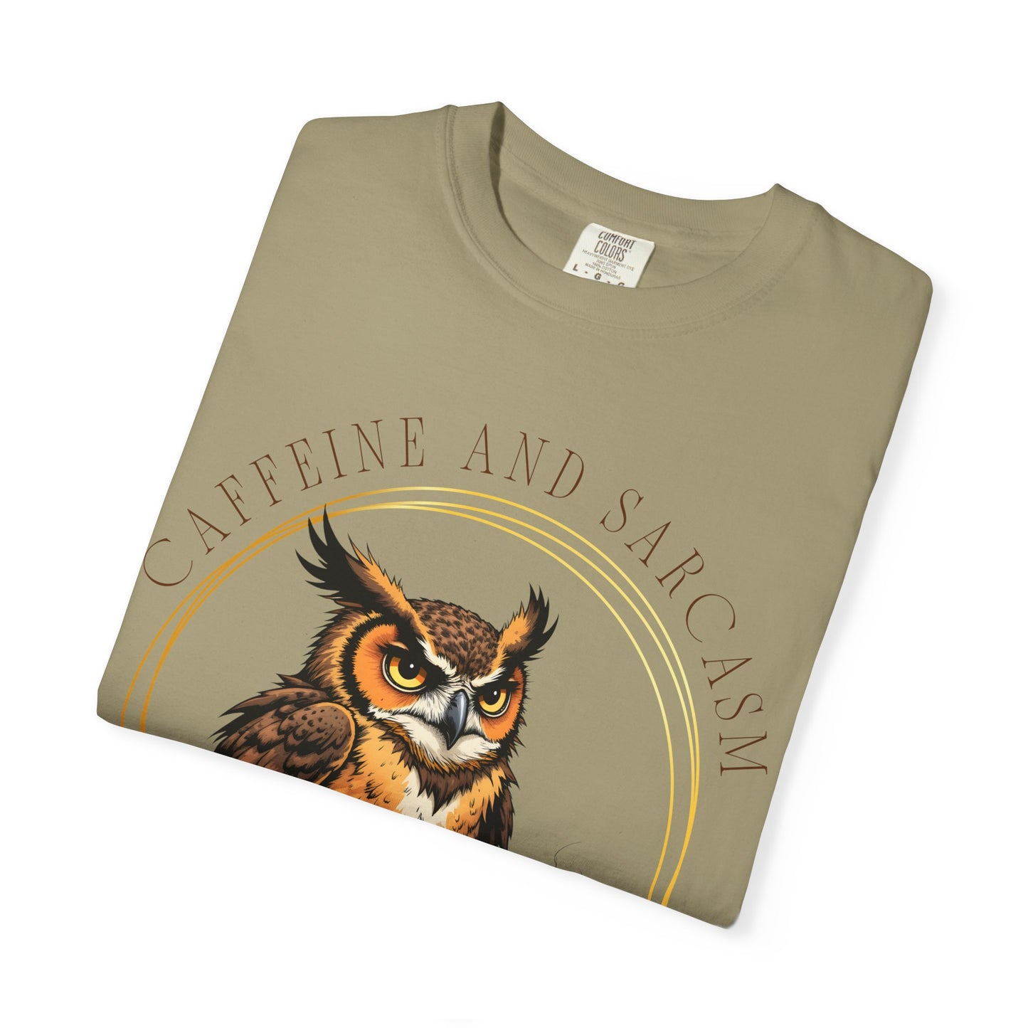 Coffee & Sarcasm Owl T-Shirt — "My Survival Kit" Graphic Tee