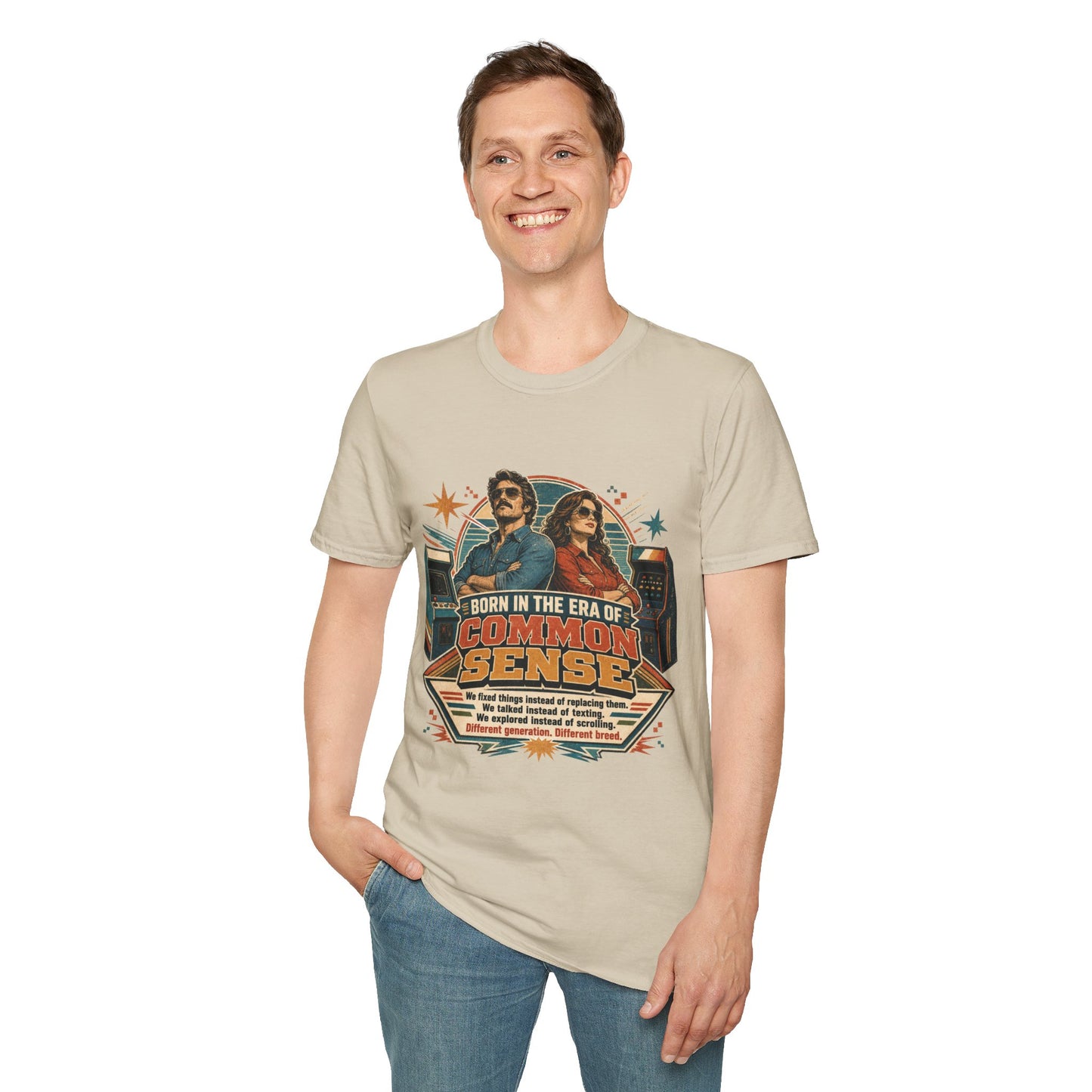 Born in the Era of Common Sense T-Shirt — Retro 70s Vintage Political Graphic Tee