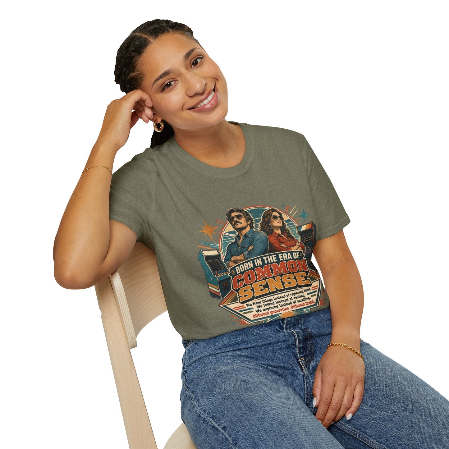 Born in the Era of Common Sense T-Shirt — Retro 70s Vintage Political Graphic Tee