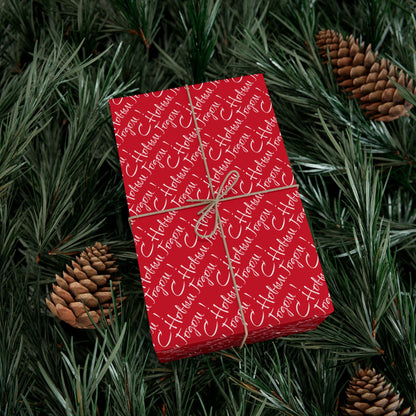 Holiday Gift Wrap Paper – Red 'Happy Holidays' Script Pattern