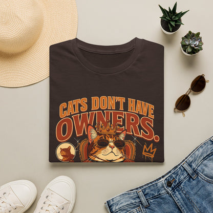 Cat T-Shirt — "Cats Don't Have Owners, They Have Staff" Retro Cat Graphic Tee