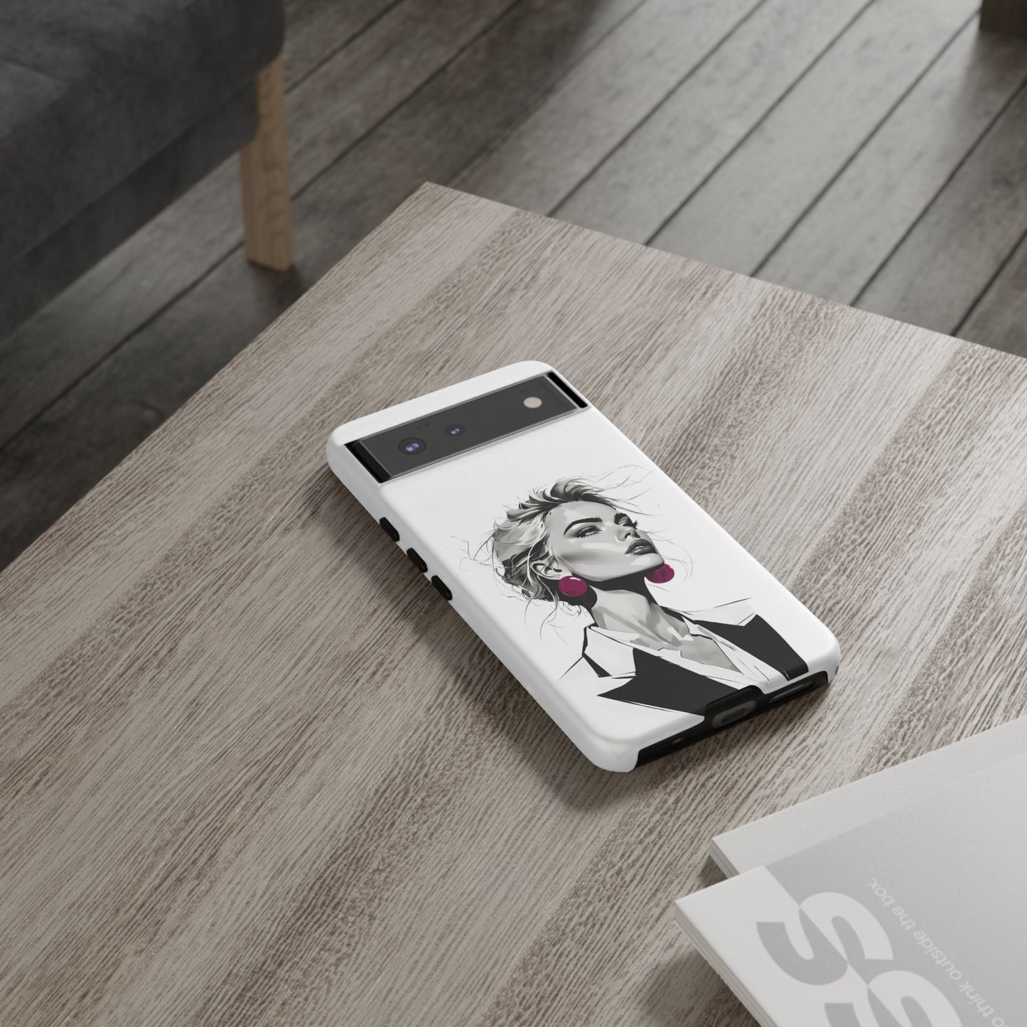 Phone Case — Chic Portrait with Pink Earrings (Stylish Protective Tough Case)