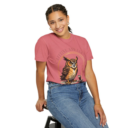 Coffee & Sarcasm Owl T-Shirt — "My Survival Kit" Graphic Tee