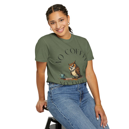 No Coffee No Talkie T-Shirt — Funny Owl Coffee Tee