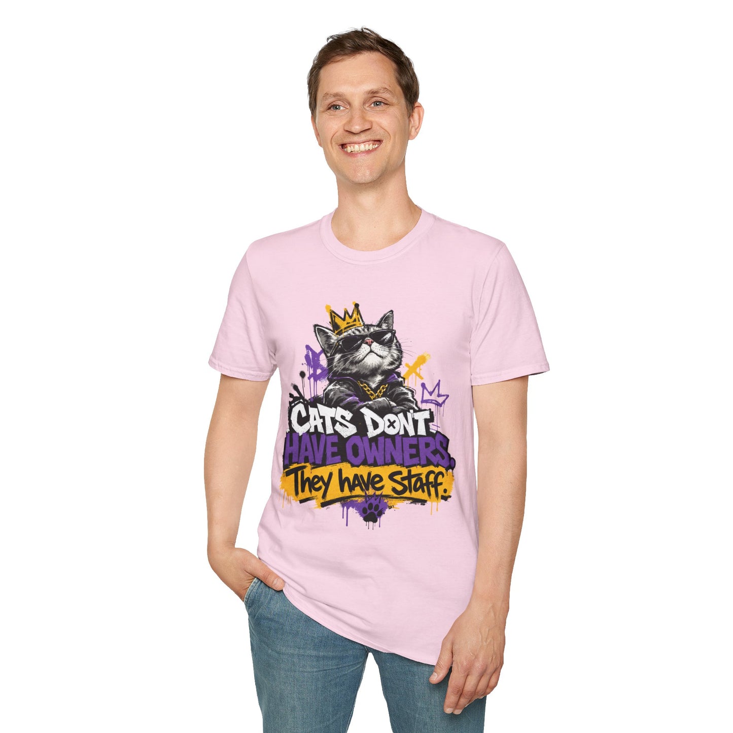 Cat Graphic Tee — "Cats Don't Have Owners They Have Staff"