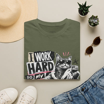 Cat Graphic T-Shirt — "I Work Hard So My Cat Can Live the Lifestyle I Deserve"