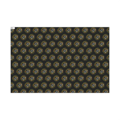 Christmas Wreath Gift Wrap Paper — Dark Holiday Wrapping Paper (Pack)