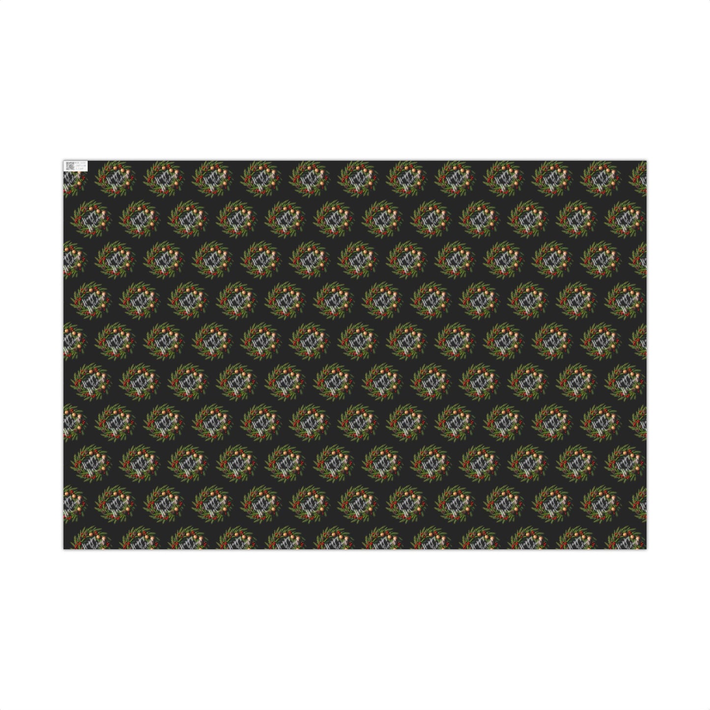 Christmas Wreath Gift Wrap Paper — Dark Holiday Wrapping Paper (Pack)
