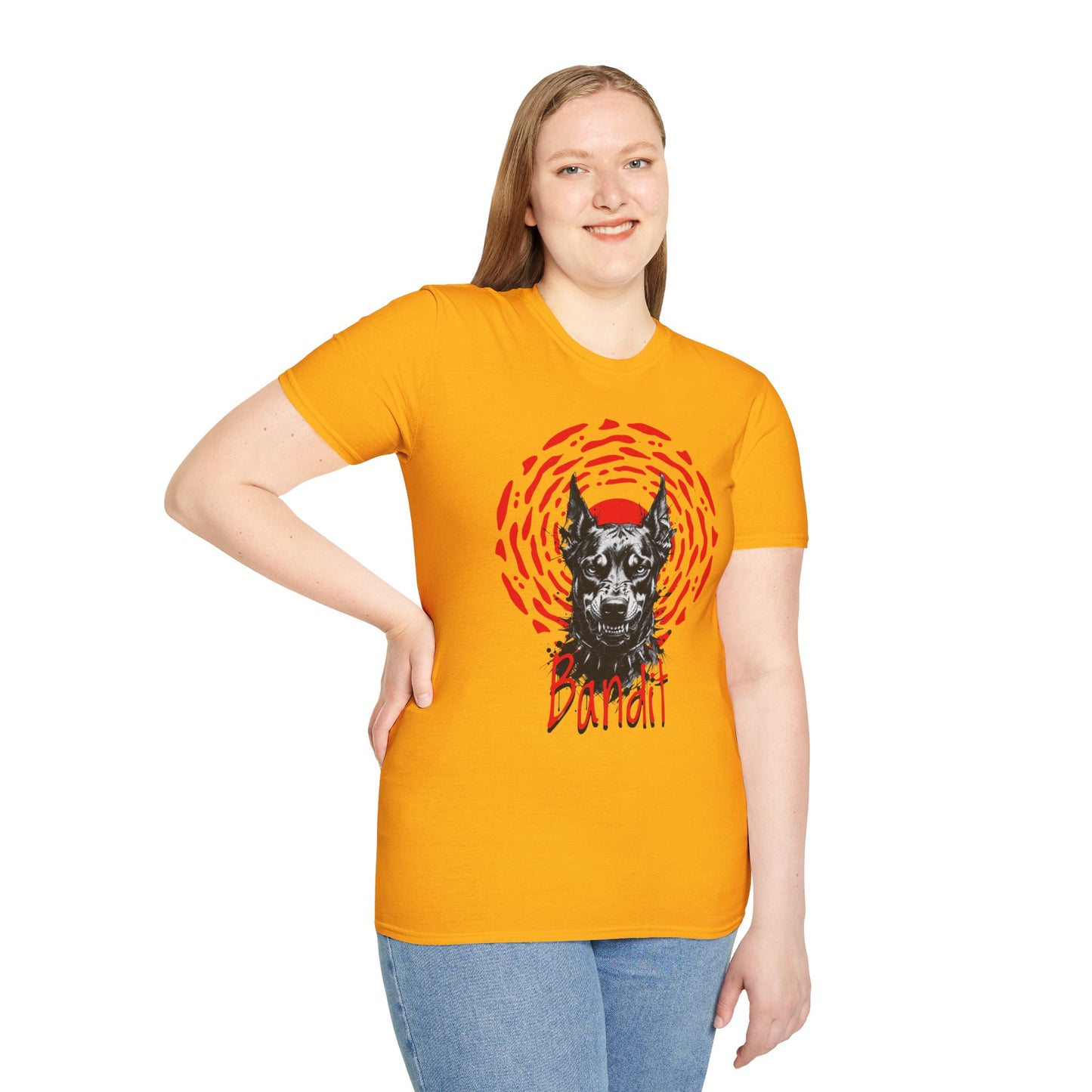 Doberman Graphic T-Shirt — Red Halo 'Bandit' Design
