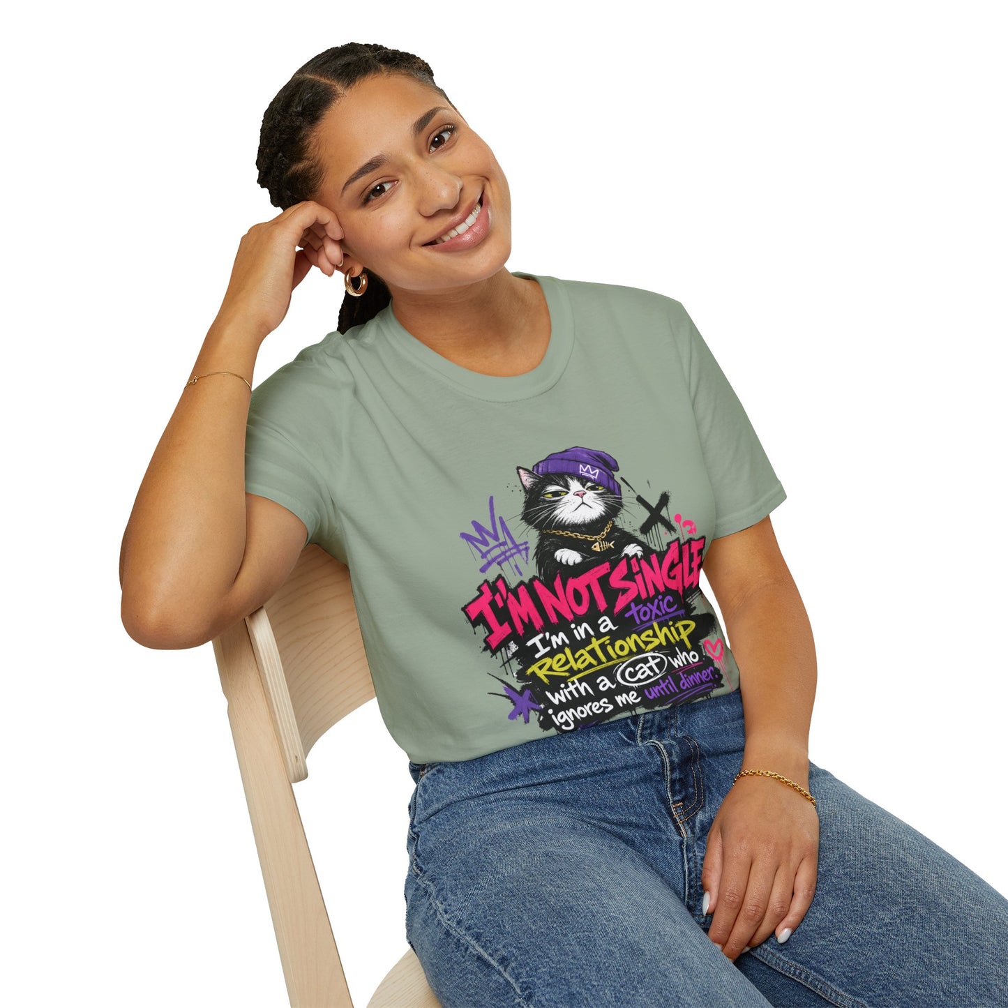 T‑Shirt — “I’m Not Single: I’m in a Toxic Relationship with a Cat” Graphic Tee
