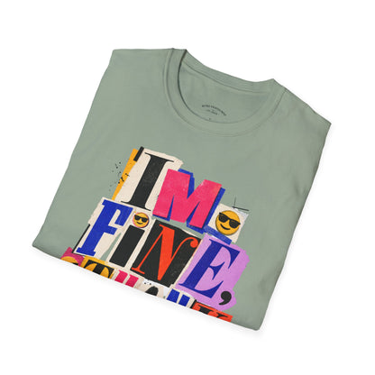 T-Shirt — "I'M FINE, THANK YOU" Retro Collage Graphic Tee