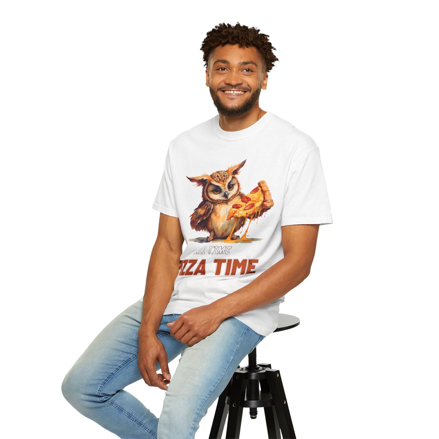 Pizza Time Owl T-Shirt — Cute Owl Eating Pizza Graphic Tee