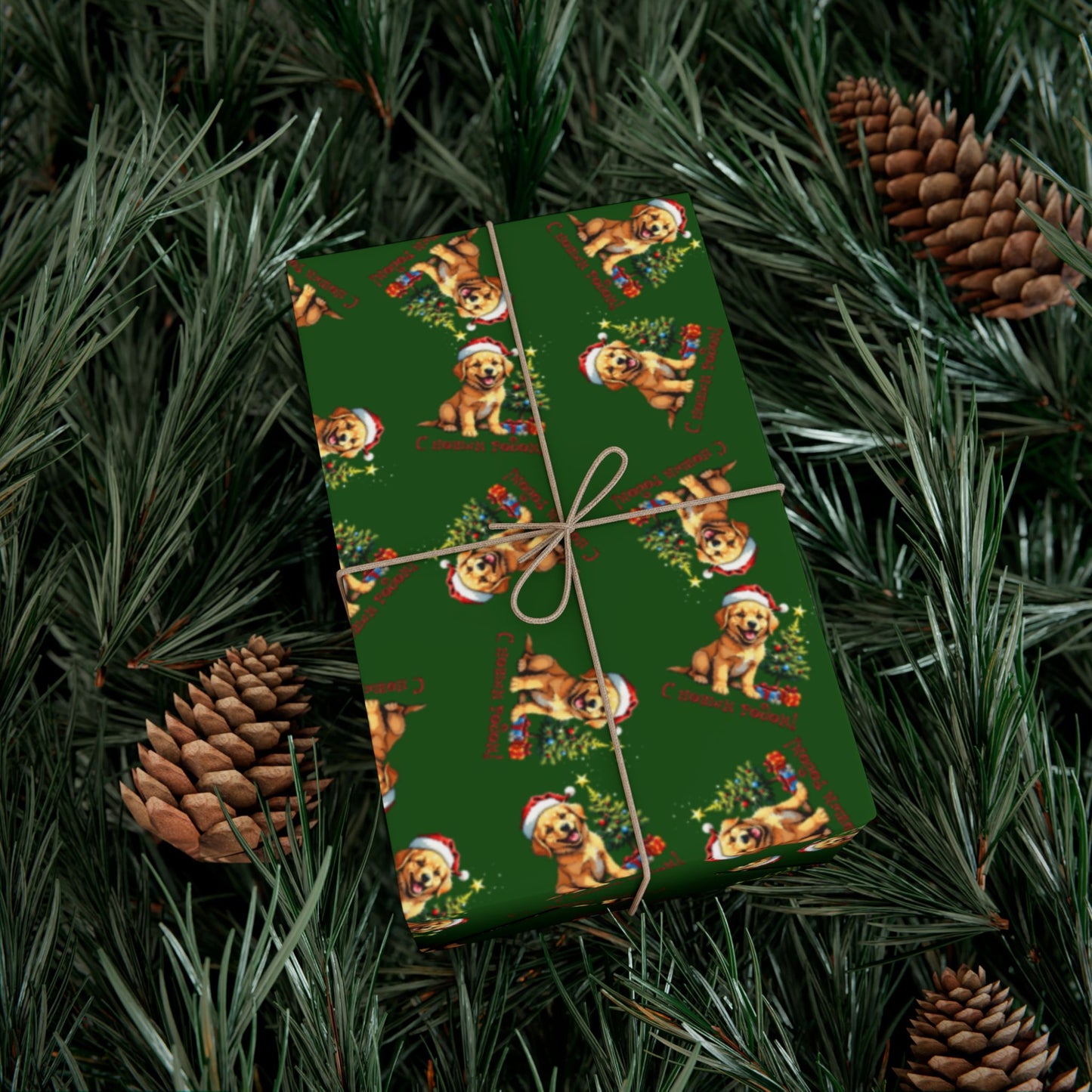 Gift Wrap Paper — Festive Gingerbread Dog Pattern (Holiday Wrapping)