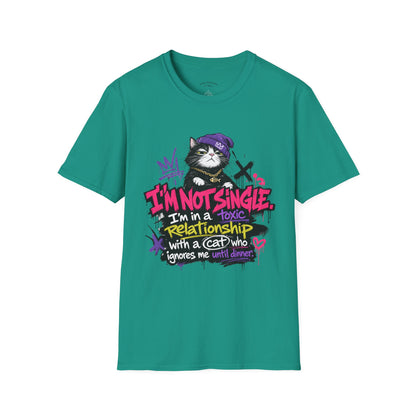 T‑Shirt — “I’m Not Single: I’m in a Toxic Relationship with a Cat” Graphic Tee