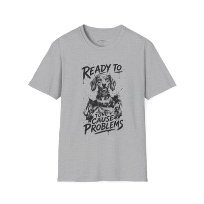 Ready To Cause Problems Dog T-Shirt — Funny Dachshund Graphic Tee