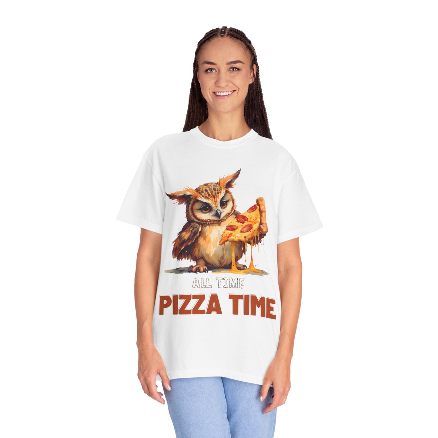Pizza Time Owl T-Shirt — Cute Owl Eating Pizza Graphic Tee