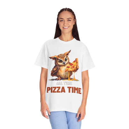 Pizza Time Owl T-Shirt — Cute Owl Eating Pizza Graphic Tee
