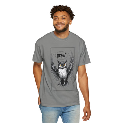 Owl Graphic T-Shirt — 'WOW!' Illustrated Night Owl Tee
