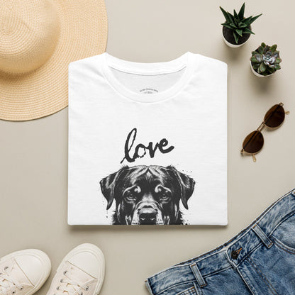 Love Rottweiler T-Shirt — Vintage Black Dog Portrait Tee for Dog Lovers