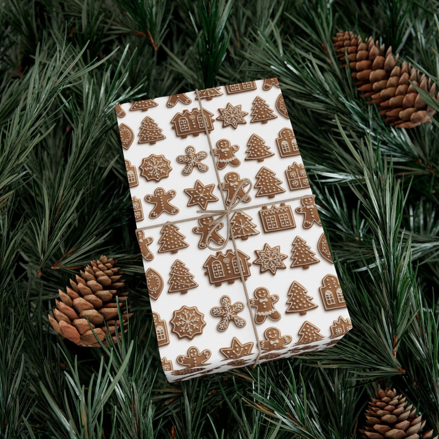Gingerbread Pattern Gift Wrap Paper — Holiday Wrapping Sheets (Christmas Cookie Design)