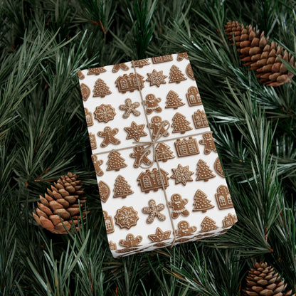 Gingerbread Pattern Gift Wrap Paper — Holiday Wrapping Sheets (Christmas Cookie Design)