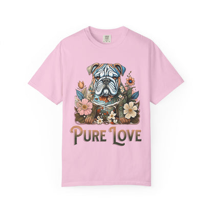Pure Love Unisex Dog T-Shirt - Floral Graphic Tee for Pet Lovers
