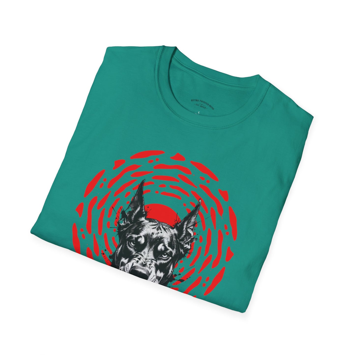 Doberman Graphic T-Shirt — Red Halo 'Bandit' Design
