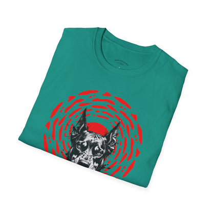 Doberman Graphic T-Shirt — Red Halo 'Bandit' Design