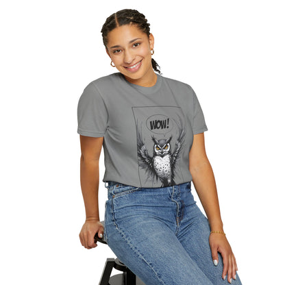Owl Graphic T-Shirt — 'WOW!' Illustrated Night Owl Tee