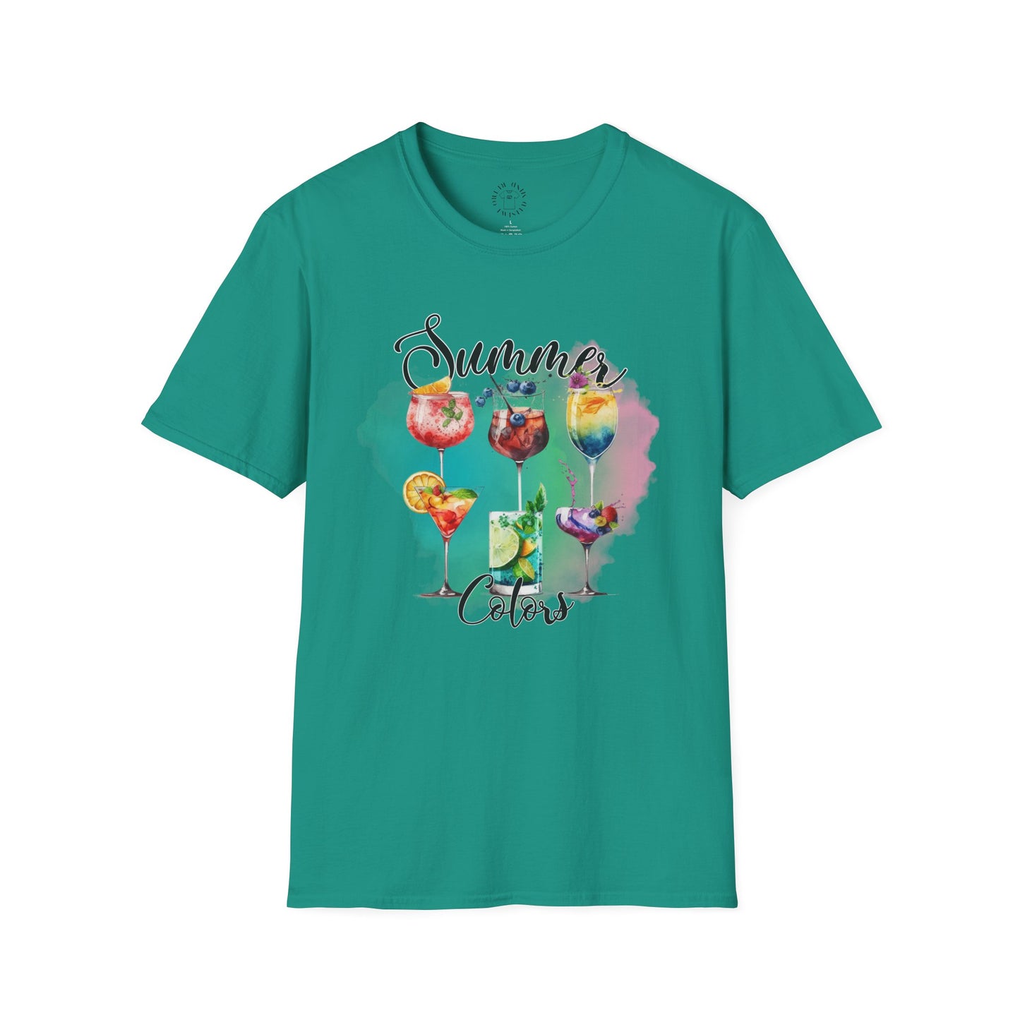 Summer Colors Cocktail T-Shirt, Unisex Tee, Fun Summer Wear, Gift for Cocktails Lovers, Beach Party Shirt, Vacation Top