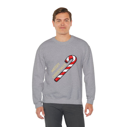 Christmas Candy Cane Crewneck Sweatshirt — "Merry Christmas" Holiday Sweater