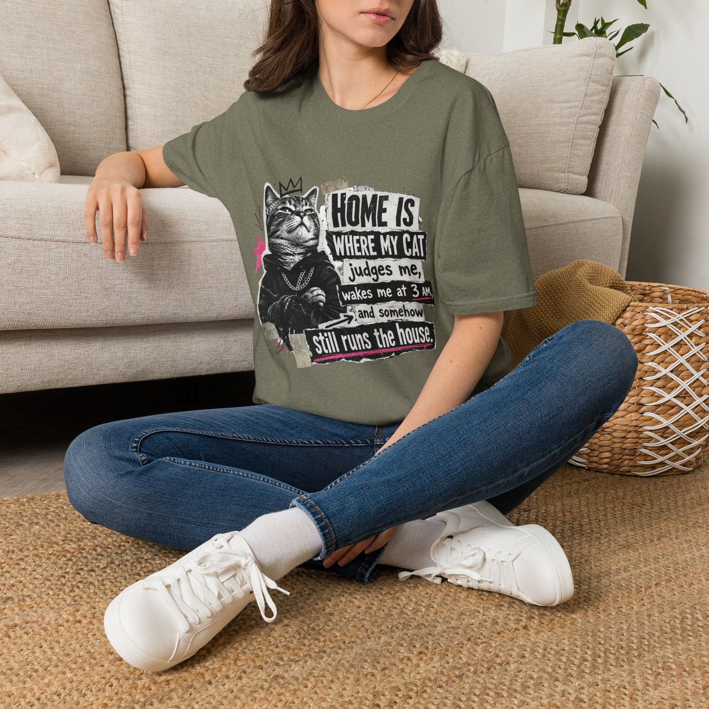 Cat T-Shirt — "Home Is Where My Cat Judges Me" Funny Graphic Tee