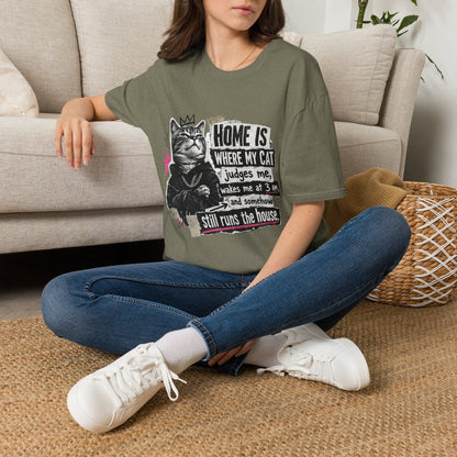Cat T-Shirt — "Home Is Where My Cat Judges Me" Funny Graphic Tee