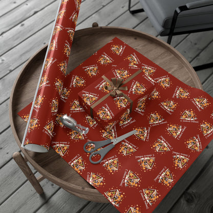 Christmas Pizza Pattern Gift Wrap Paper — Festive Novelty Wrapping Sheets