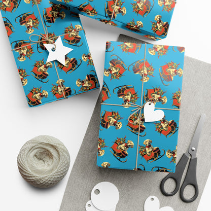 Santa Puppy Pattern Gift Wrap Paper – Cute Christmas Wrapping Sheets