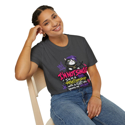 T‑Shirt — “I’m Not Single: I’m in a Toxic Relationship with a Cat” Graphic Tee