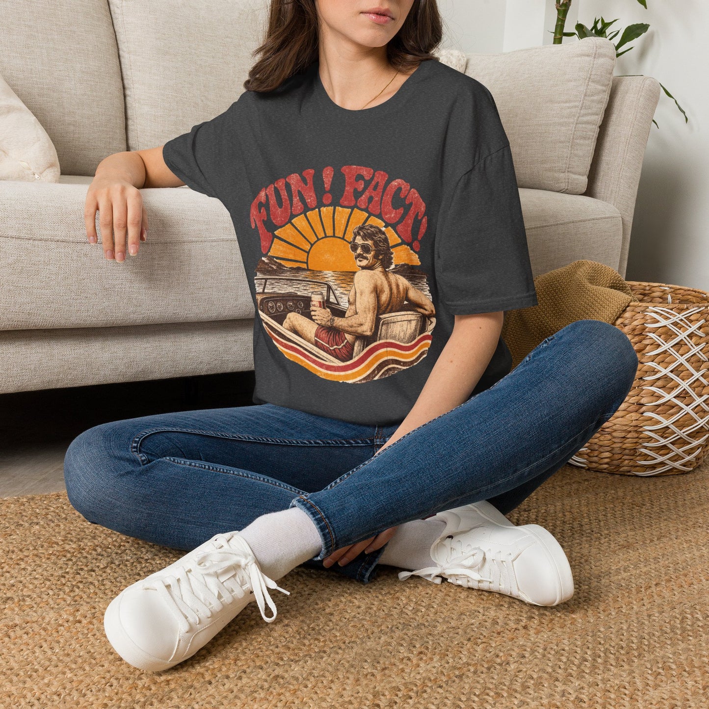 Retro 'FUN! FACT!' Surf Tee — Vintage Sunset Beach Graphic T-Shirt