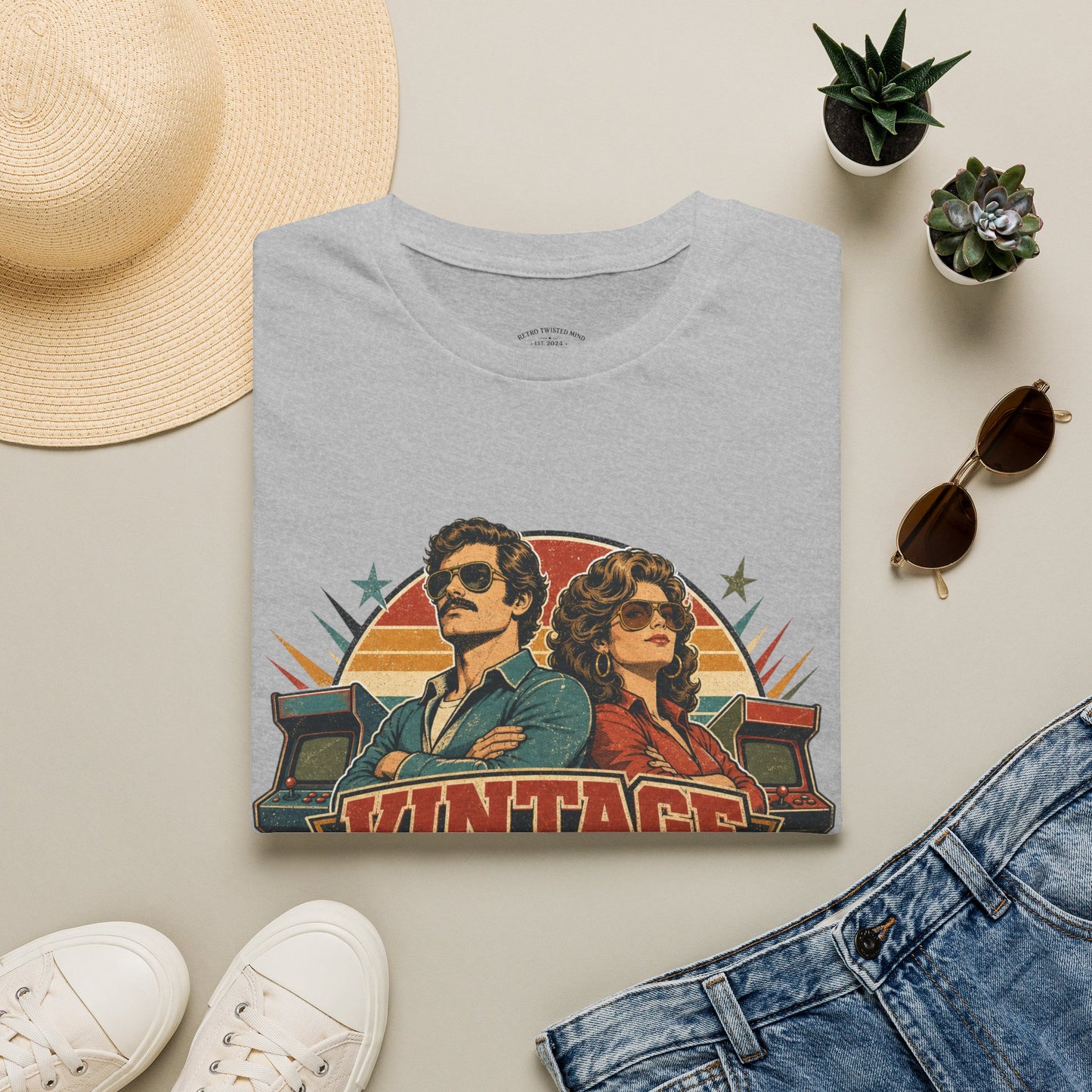 Vintage Human T-Shirt — Retro 70s Duo Graphic Tee