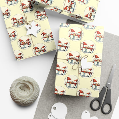 Gift Wrap Paper — Vintage Scandinavian Gnomes Pattern | Christmas Wrapping Paper Sheets