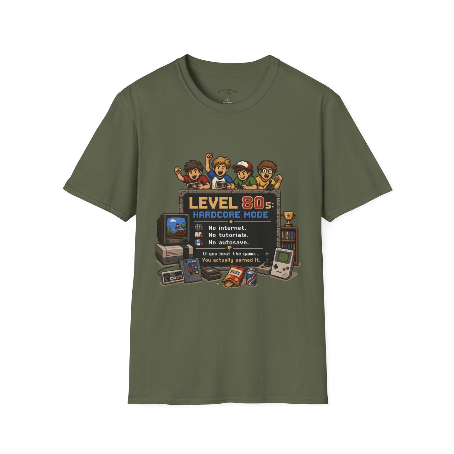 80s Level Up T-Shirt — 'Level 80s: Hardcore Mode' Retro Gaming Tee