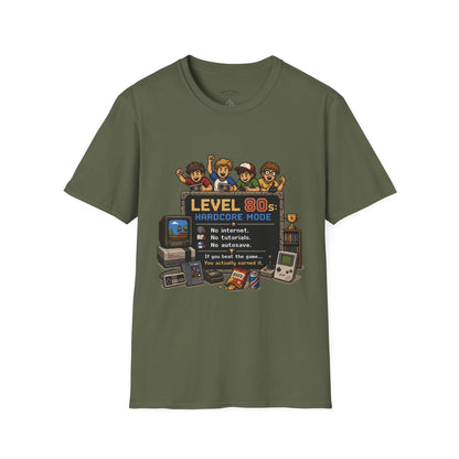 80s Level Up T-Shirt — 'Level 80s: Hardcore Mode' Retro Gaming Tee