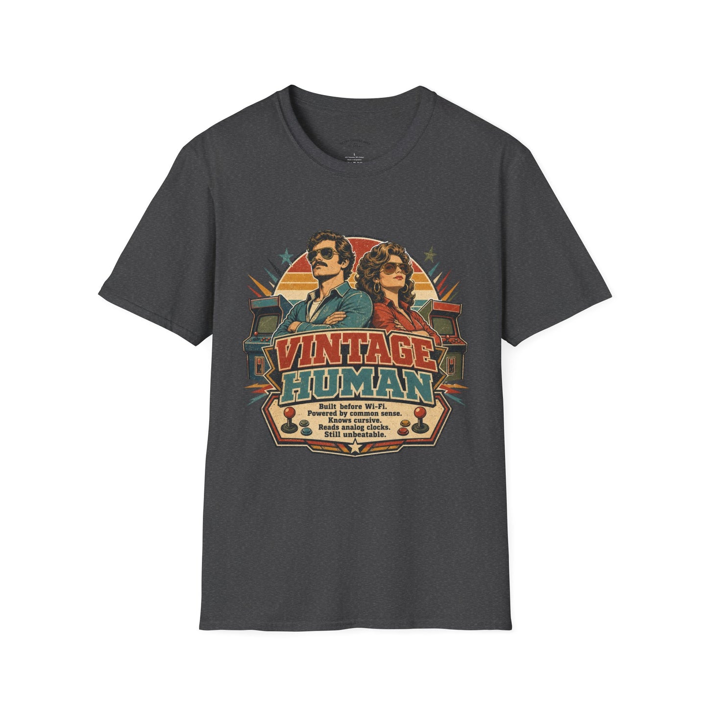 Vintage Human T-Shirt — Retro 70s Duo Graphic Tee
