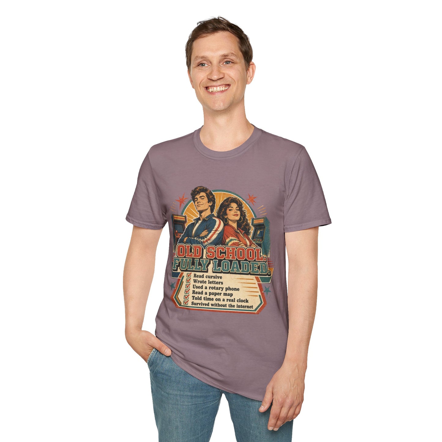 T-Shirt — Retro 'Old School' Arcade Couple Vintage Gamer Tee