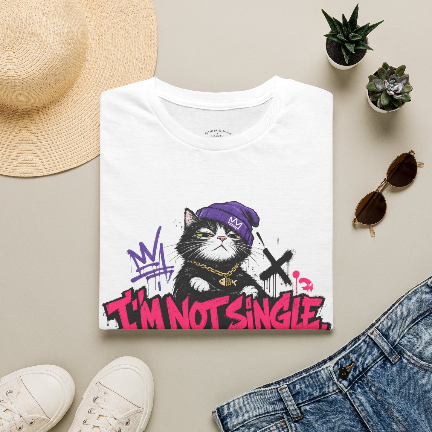 T‑Shirt — “I’m Not Single: I’m in a Toxic Relationship with a Cat” Graphic Tee