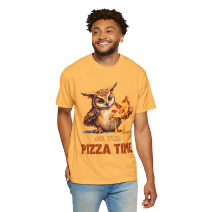 Pizza Time Owl T-Shirt — Cute Owl Eating Pizza Graphic Tee