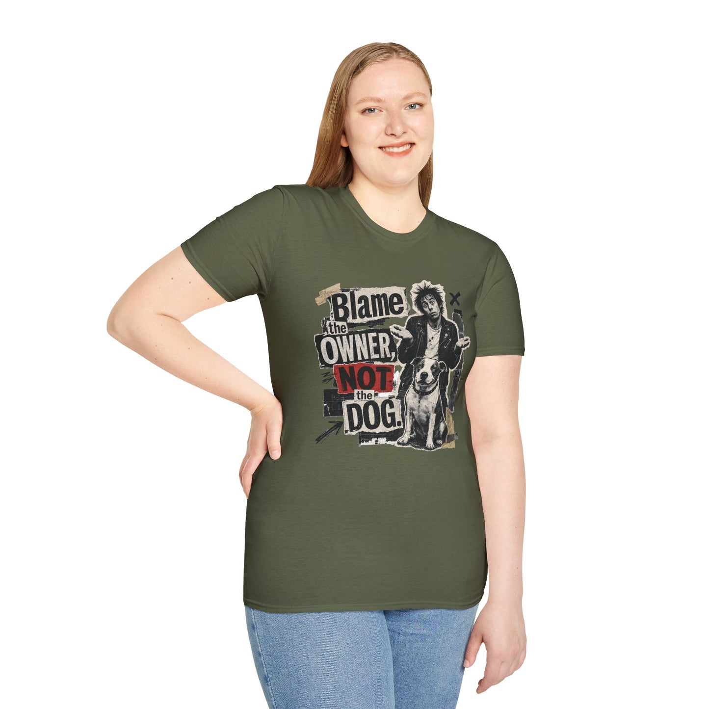 Blame the Owner Not the Dog T-Shirt - Funny Punk Dog Graphic Tee