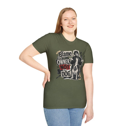 Blame the Owner Not the Dog T-Shirt - Funny Punk Dog Graphic Tee