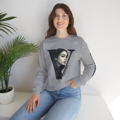 Letter V, Stylish Artistic Sweatshirt, Trendy Crewneck, Graphic Sweater, Cozy Unisex Top, Unique Gift for Art Lovers, Everyday Comfort