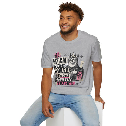 Cat T-Shirt — “My Cat Isn’t Spoiled, I’m Just Properly Trained” Graphic Tee